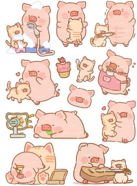 大号F0435-02罐头猪LULU猪卡通动漫电脑笔记本吉他旅行拉杆箱贴纸