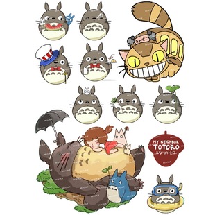 中号F0007-08龙猫Totoro卡通动漫笔记本电脑手机旅行拉杆箱贴纸