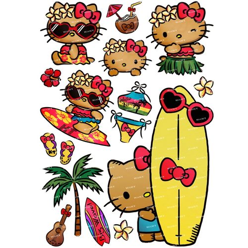 黑皮hellokitty凯蒂猫冲浪贴纸
