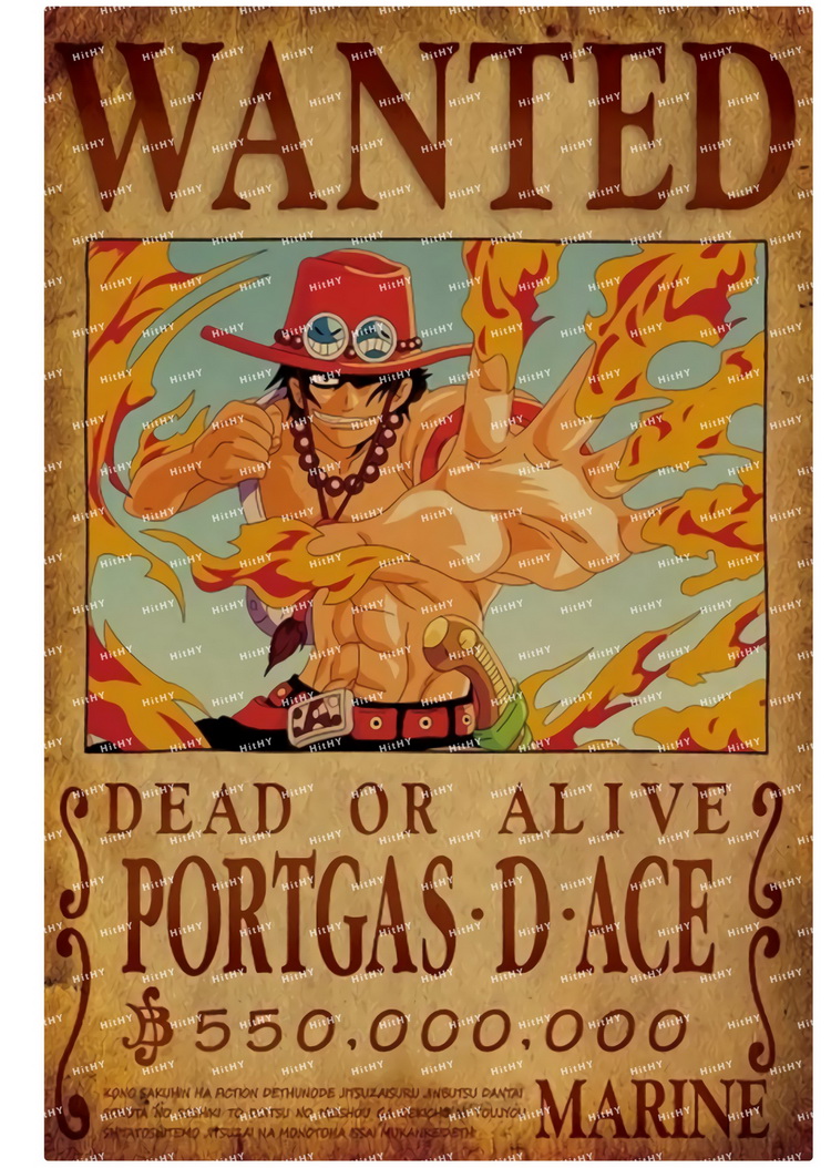 中号f0358-01海贼王艾斯15亿通缉令动漫笔记本吉他旅行拉杆箱贴纸