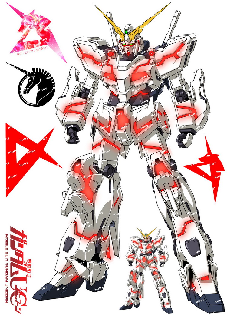 大号f0083-26高达gundam独角兽卡通动漫电脑杯汽车旅行拉杆箱贴纸