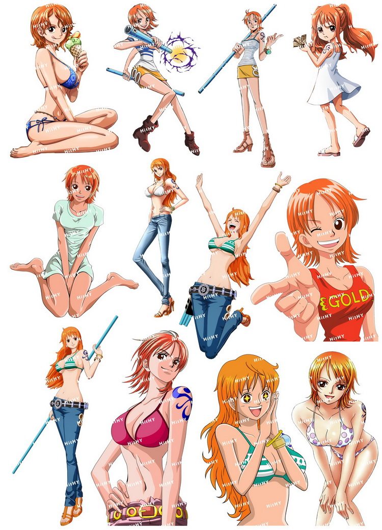 中号f0328-07海贼王娜美动漫笔记本电脑吉他杯手机旅行拉杆箱贴纸