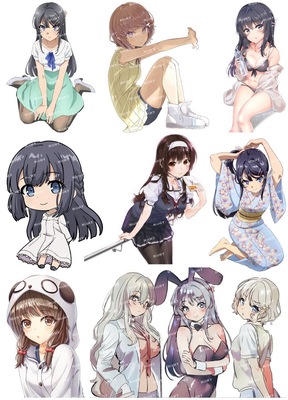中号F0390-01青春猪头少年不会梦到兔女郎学姐电脑旅行拉杆箱贴纸
