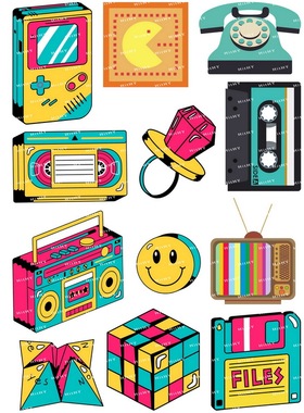 中号F0046-05怀旧复古物品潮牌笔记本电脑手机吉他旅行拉杆箱贴纸