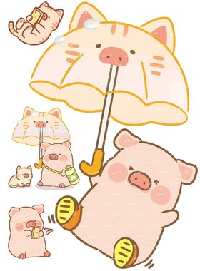 大号F0435-05罐头猪LULU猪卡通动漫电脑笔记本吉他旅行拉杆箱贴纸