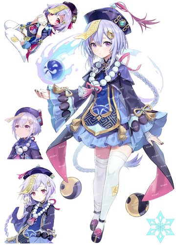 大号F0414-10原神七七动漫游戏电脑笔记本吉他旅行拉杆箱贴纸