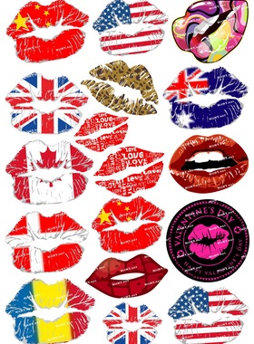 大号F0044-03KISS 吻 唇印个性潮牌笔记本手机电脑汽车旅行箱贴纸