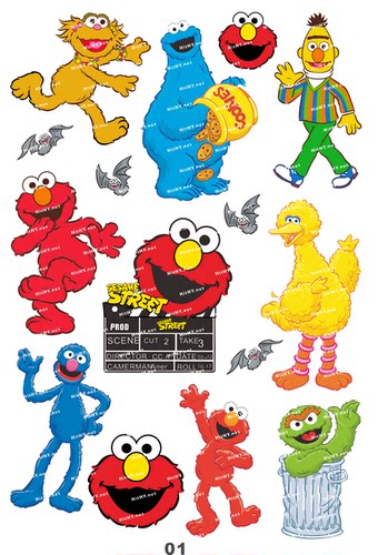 小号F0005-01芝麻街Sesame Street-早教英文笔记本旅行箱贴纸防水