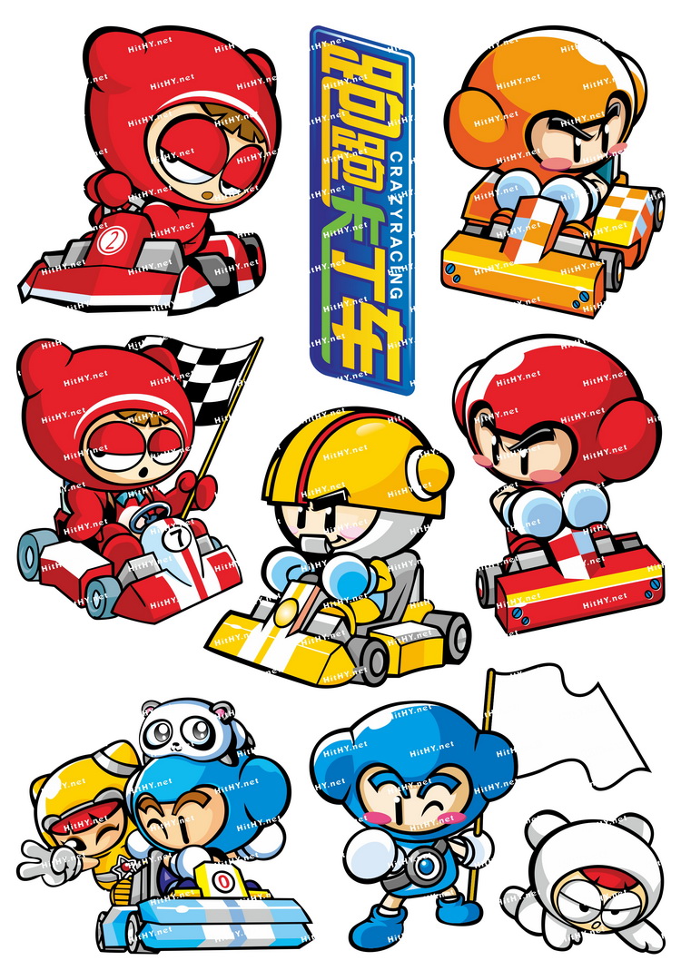 中号f0134-01跑跑卡丁车-卡通游戏 笔记本电脑手机汽车旅行箱贴纸