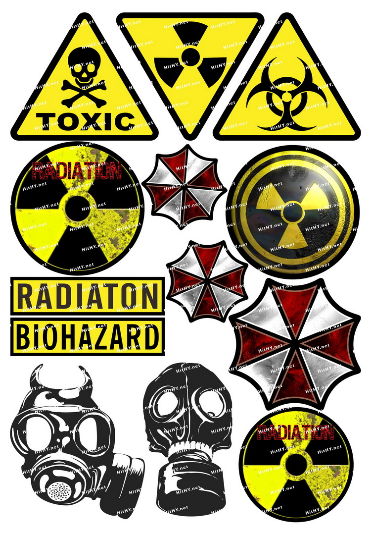 中号生物危害个性汽车旅行箱贴纸