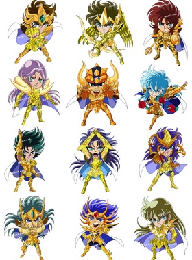 小号F0124-04黄金圣斗士星矢Q版卡通动漫笔记本旅行箱贴纸防水