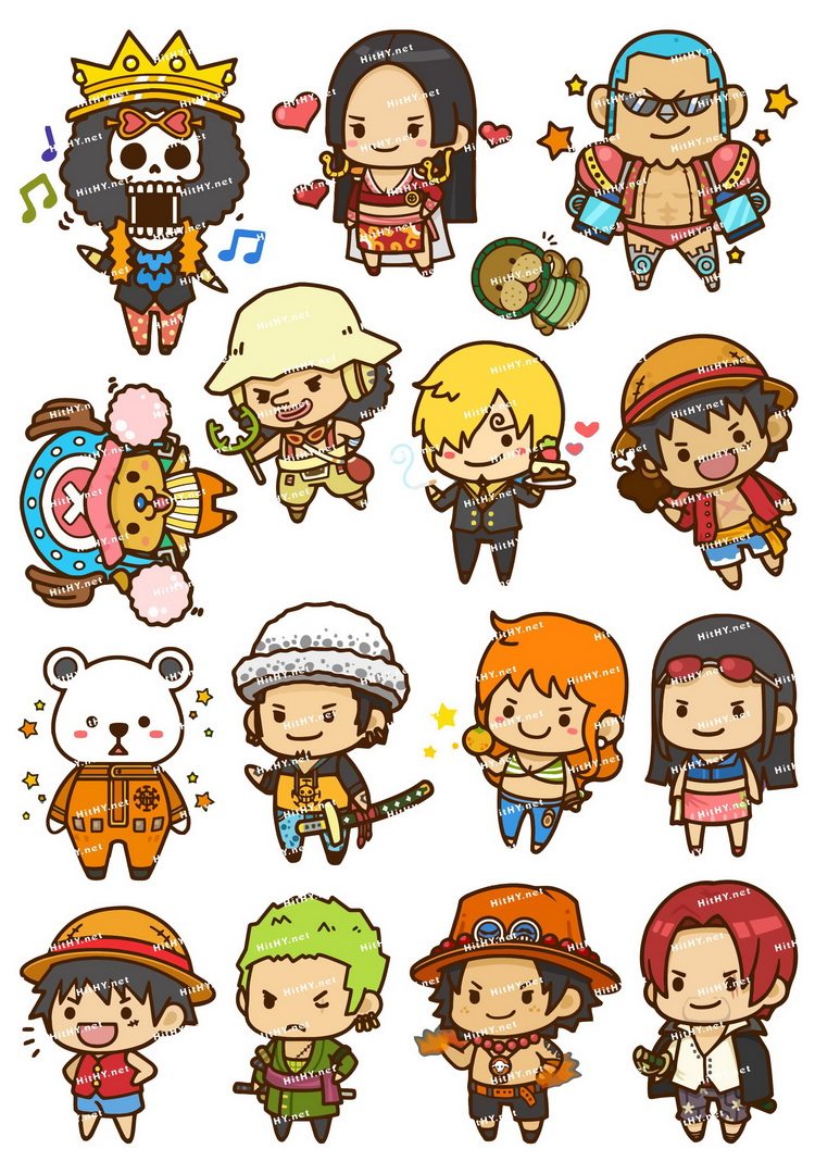 中号f0014-07海贼王q版卡通动漫笔记本手机旅行拉杆箱贴纸防水