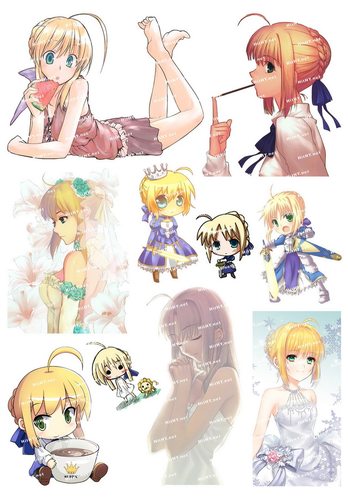 大号F0278-12Fate stay night亚瑟王Saber动漫电脑手机旅行箱贴纸
