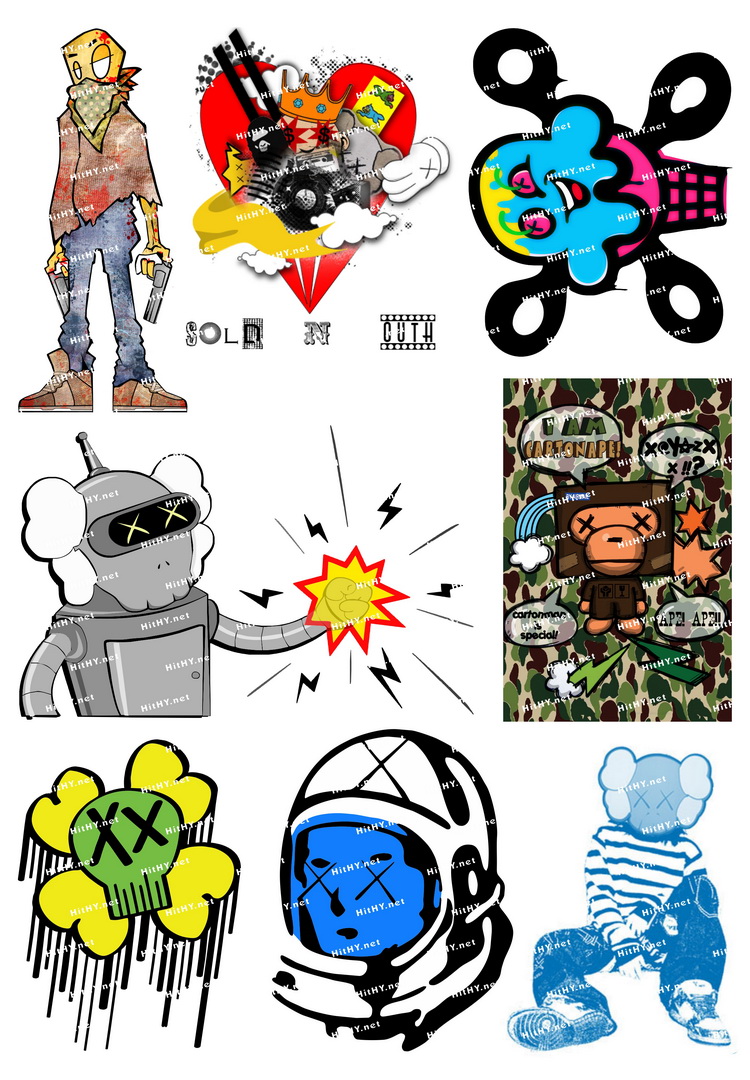 小号F0130-01KAWS-潮牌 街头潮流 笔记本电脑手机汽车旅行箱贴纸