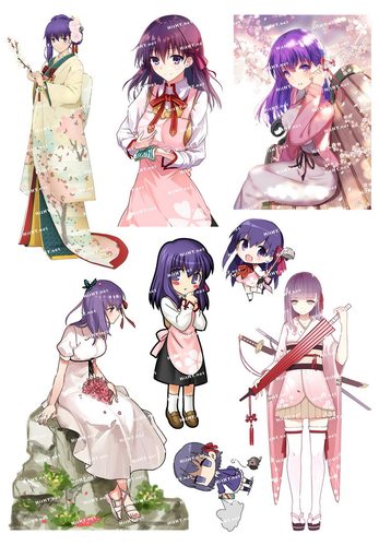 小号间桐动漫电脑旅行拉杆箱贴纸