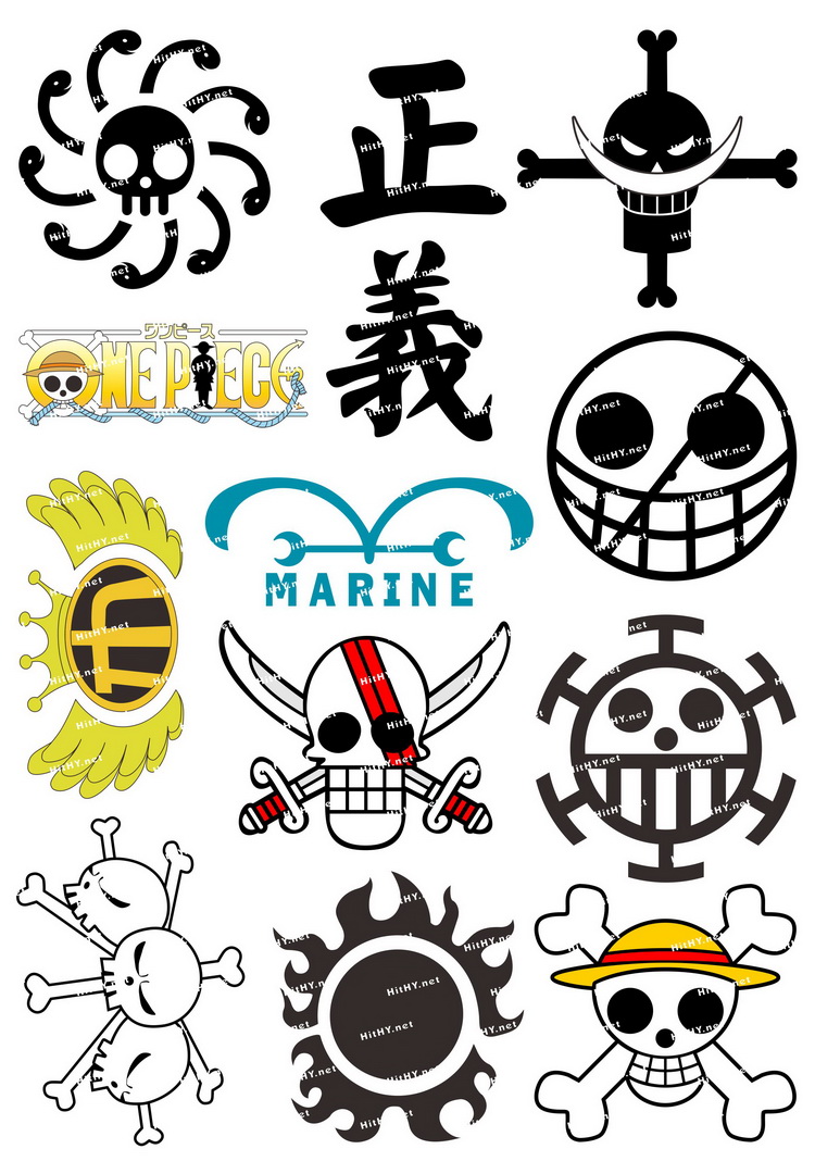 大号F0019-02海贼王 海贼团标志LOGO-卡通动漫笔记本旅行箱贴纸