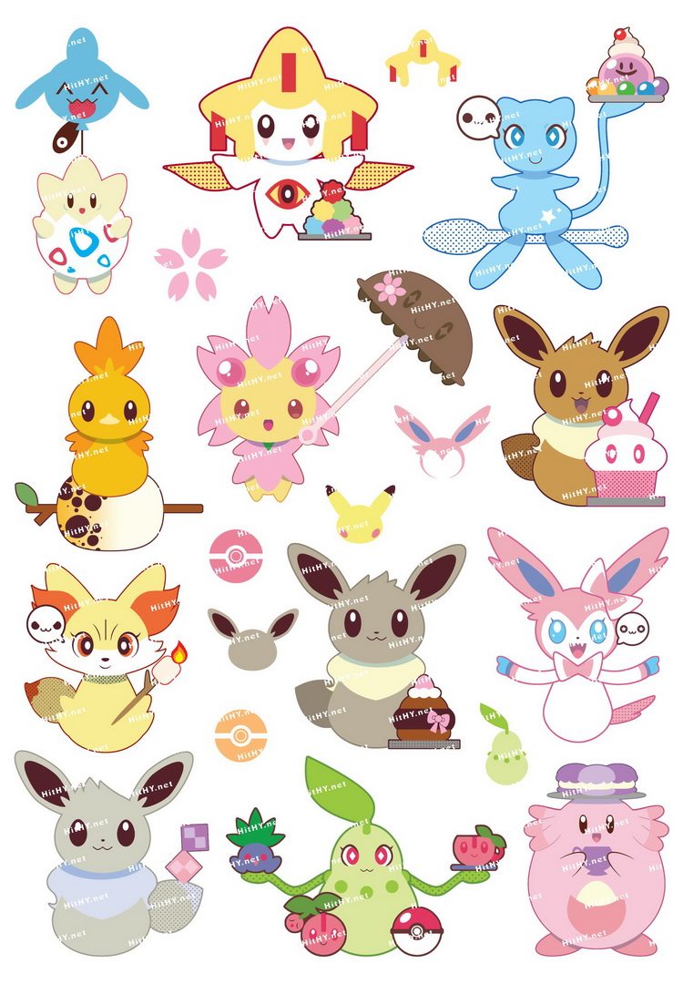 小号f0280-02皮卡丘宠物小精灵q版萌比卡超电脑手机旅行拉箱贴纸