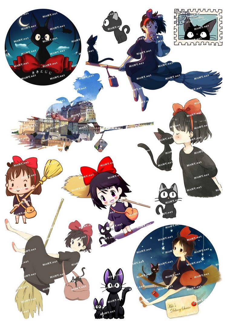 大号f0272-01魔女宅急便宫崎骏卡通动漫笔记本手机旅行拉杆箱贴纸