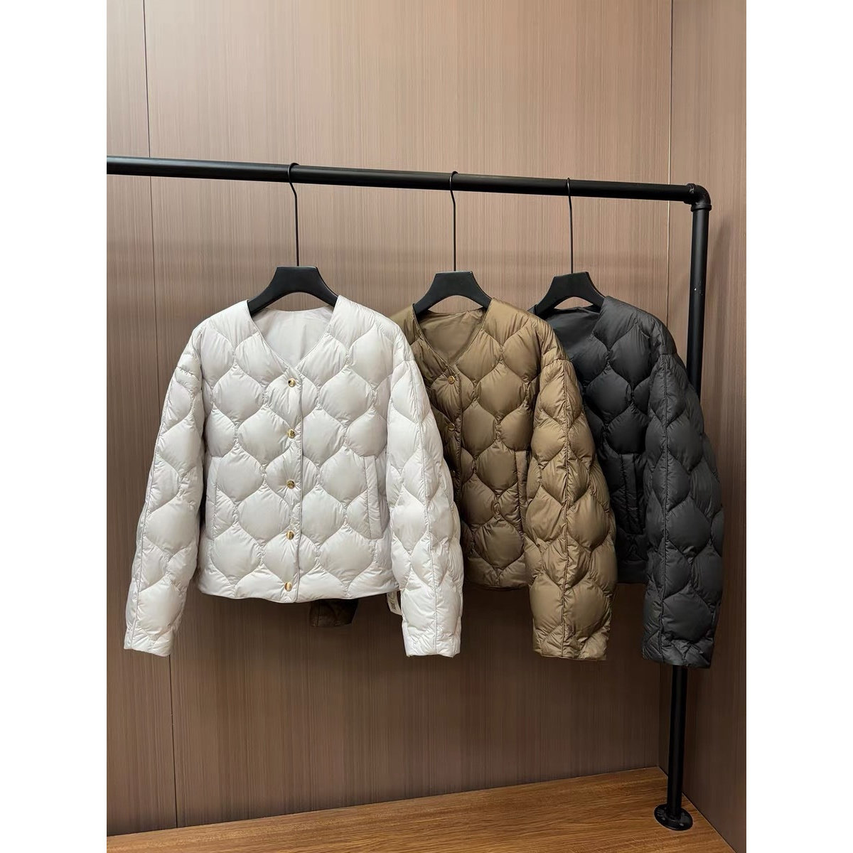 冬新款白鸭绒羽绒服女短款领显瘦