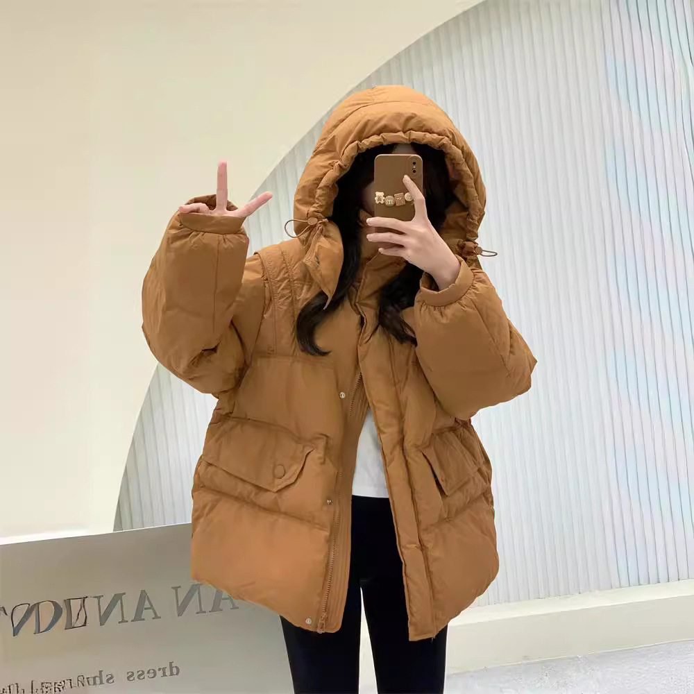 2024新款冬装韩版连帽收腰羽绒服
