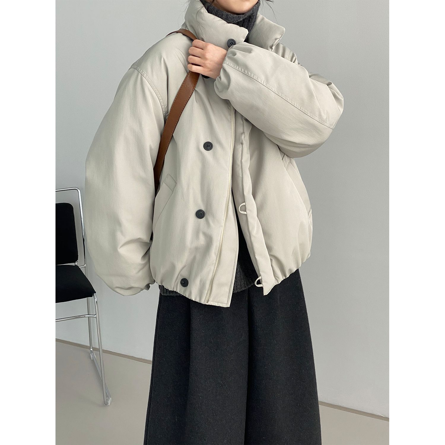 复古立领加厚白鸭绒女羽绒服