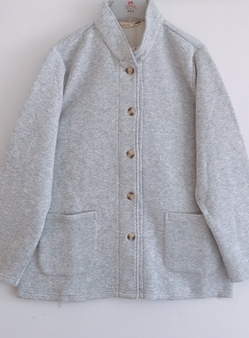 康妮雅家居服睡衣真空薄夹棉开胸立领单件女上衣62406可外穿秋冬