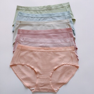康妮雅家居服睡衣舒适棉+氨纶纯色中腰平角女士内裤B21137(3条