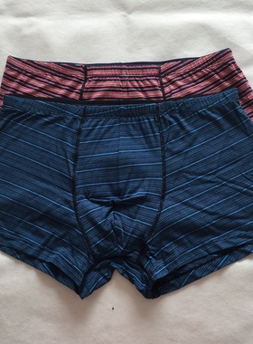 2条康妮雅条纹四角莫代尔棉舒适透气中腰平角宽松男内裤003B1113