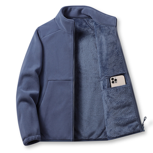 24年冬天新款情侣款奥粒绒加绒加厚保暖立领拉链开衫外套冬季上衣