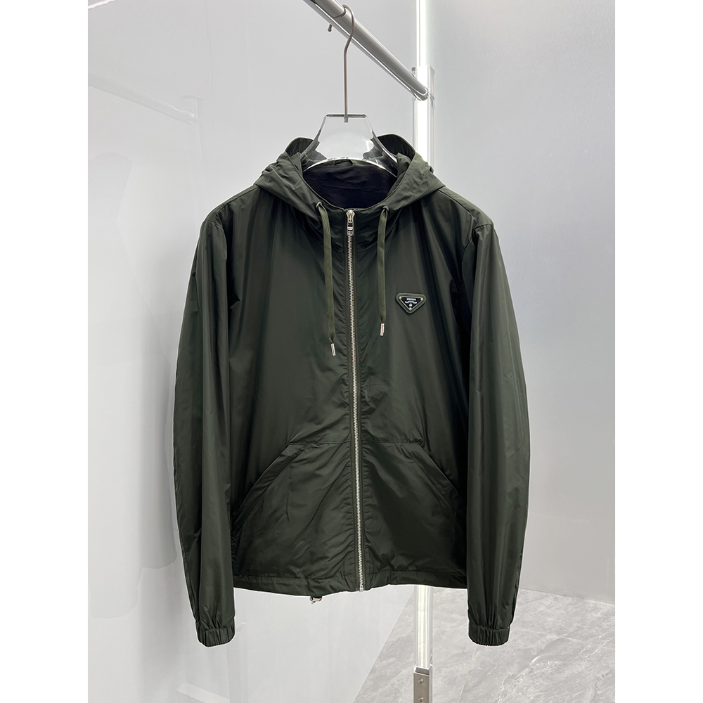 高端潮牌欧货2025春秋款欧洲站个性三角标休闲户外连帽夹克外套男