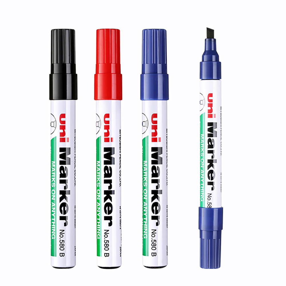 三菱uni油性圆 斜方头环保520f低氯低硫防水不含二甲苯工业速干笔