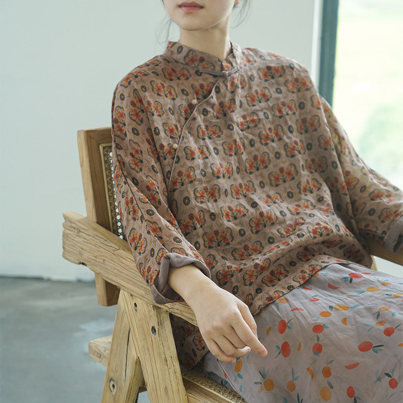 细苎麻2023盘扣衬衣女盘扣