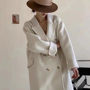 Double sided wool classic winter mid length coat jacket大衣