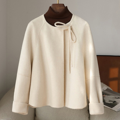 Women's double-sided woolen coat, short woolen coat大衣