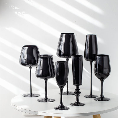 Black porcelain crystal glass red wine glass ornament酒杯