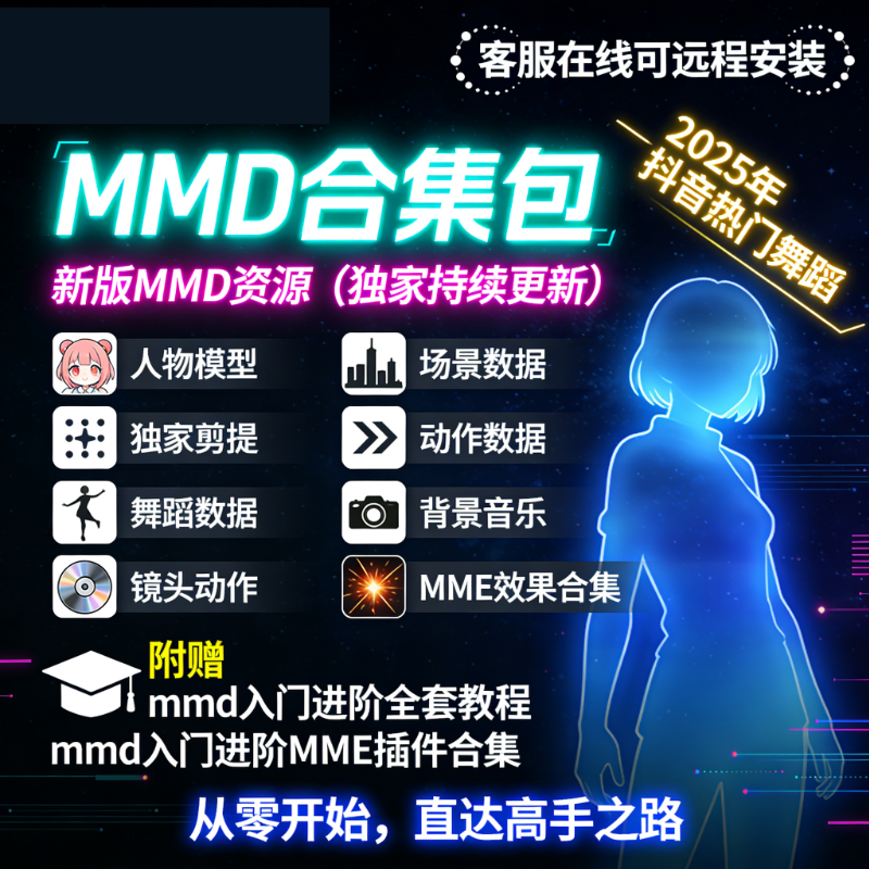 MMD模型设计动作场景mikumikudance数据渲染材质软件教程全套合集