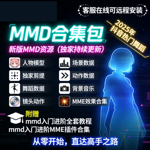 MMD模型设计动作场景mikumikudance数据渲染材质软件教程全套合集