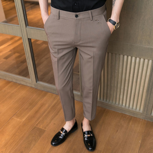 春夏韩版修身9分休闲裤 青年男裤潮K725-P50杏色（88）图片