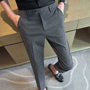 春夏修身条纹西裤9分裤 休闲裤男 中灰K507-P60北辰风（98）,男装西裤,电商A159