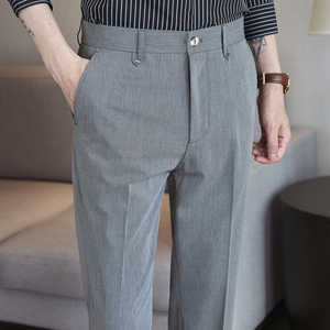 春夏小直筒西裤9分裤男 青年简约休闲 ZK536-P65中灰（98），男装西裤，电商A159