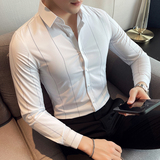春秋男士商务修身长袖衬衫免烫抗皱条纹衬衫灰色Y25-P35特批，男装衬衫，电商A159