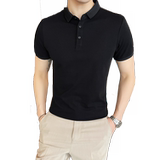 夏季修身短袖POLO衫休闲翻领T恤潮流型男蓝色Y02-P45，男装T恤，电商A159