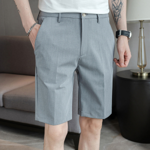 小直筒西裤短裤后腰松紧弹力5分裤男 浅灰K2285-P50（88）,男装西裤,电商A159