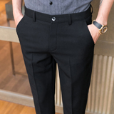 春夏韩版修身9分裤纯色西裤青年男裤K729-P60中灰（控价98），男装休闲裤，电商A159