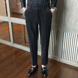 秋冬木棉绒西裤松紧腰修身休闲裤咖色K8093-P72（128）柏悦风，男装休闲裤，电商A159