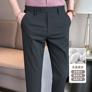 春夏修身西裤9分裤含莱赛尔ZK521-P75卡其 有（控118）图片