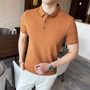 夏季修身短袖POLO衫 休闲翻领T恤潮流型男 蓝色 Y02-P45图片