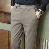 冬款毛呢长裤暗条纹保暖磨毛休闲裤男灰色K8032-P65(98），男装棉衣，电商A159