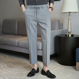 春夏小直筒西裤9分裤男配系绳简约休闲ZK537-P65灰色（98），男装西裤，电商A159