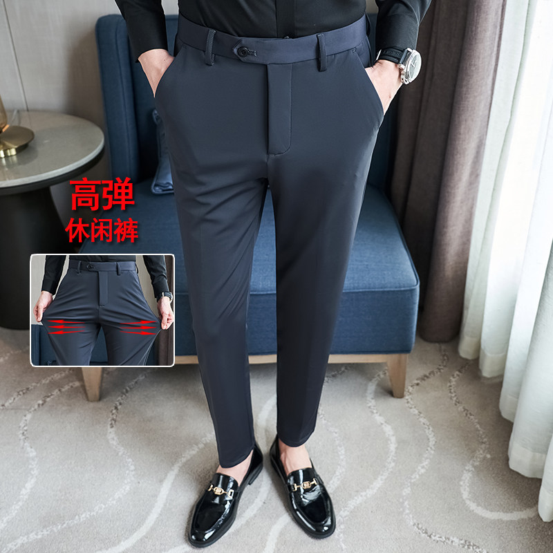 高弹修身西裤秋冬青年韩版西裤男休闲裤黑色K8030-P40特价,男装西裤,电商A159